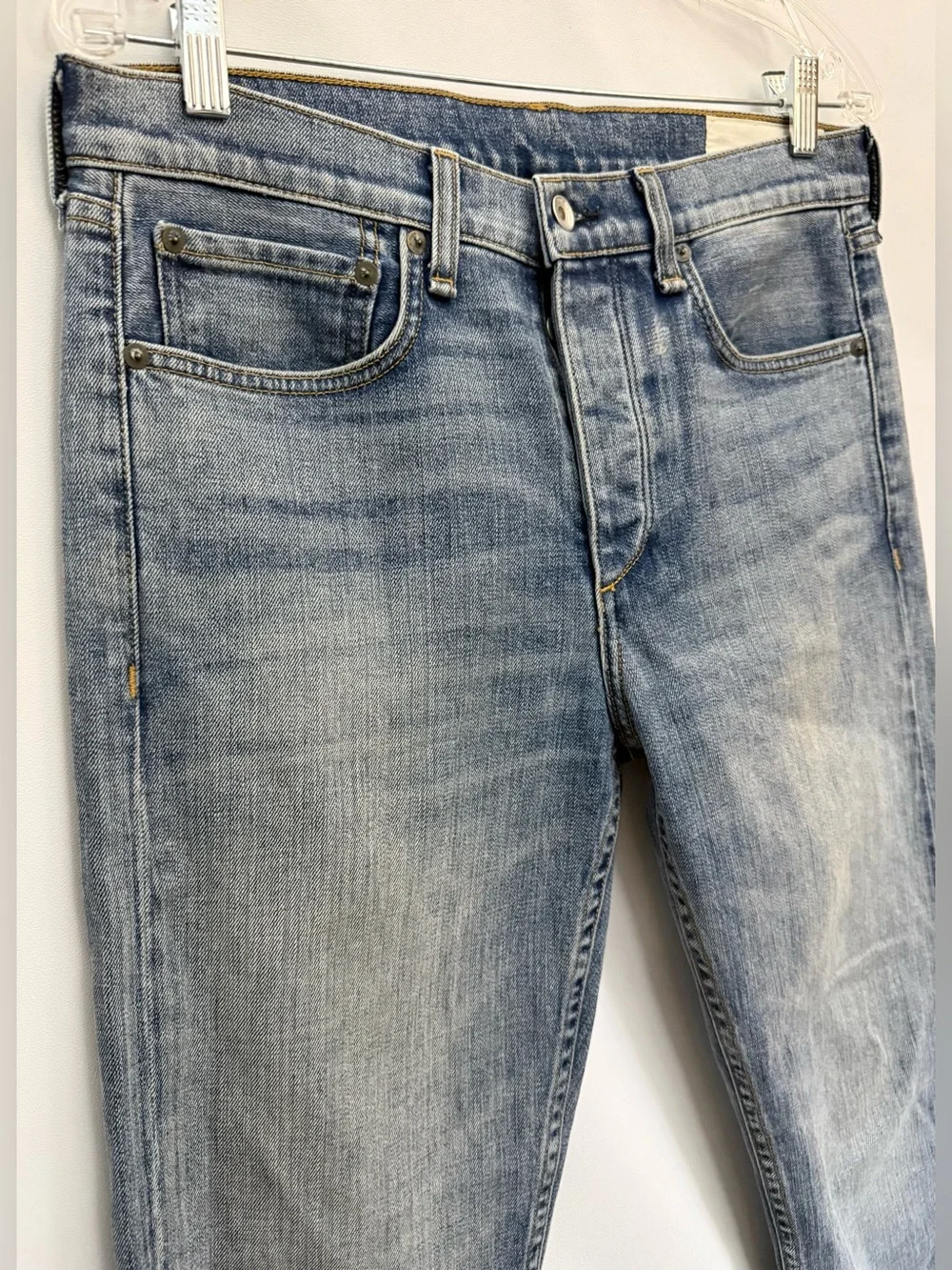 RAG & BONE Made In USA Slim Fit 2 Jeans Mens 31x30” HAYES Button Fly Stretch EUC